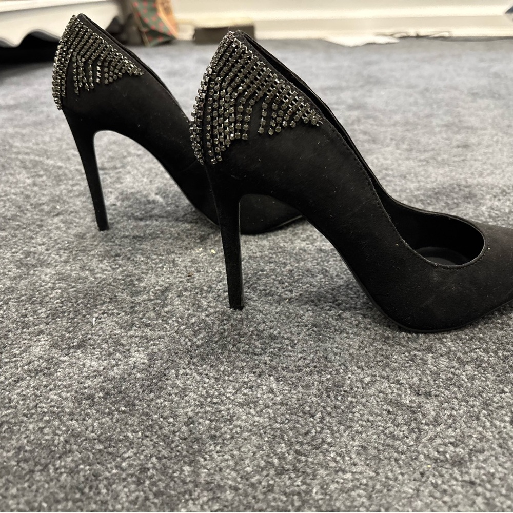 Call It Spring Black Heels with Studded Accents